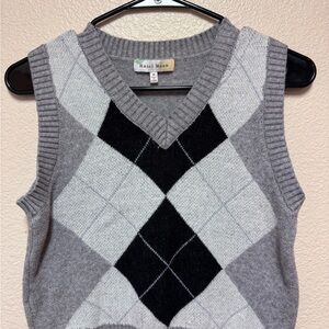 Hazel Moon Gray Argyle Knit Vest